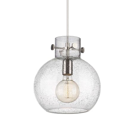 A large image of the Innovations Lighting 410-1PM-12-10 Newton Sphere Pendant Polished Nickel / Seedy