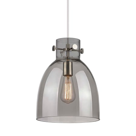 A large image of the Innovations Lighting 410-1PM-13-10 Newton Bell Pendant Polished Nickel / Plated Smoke