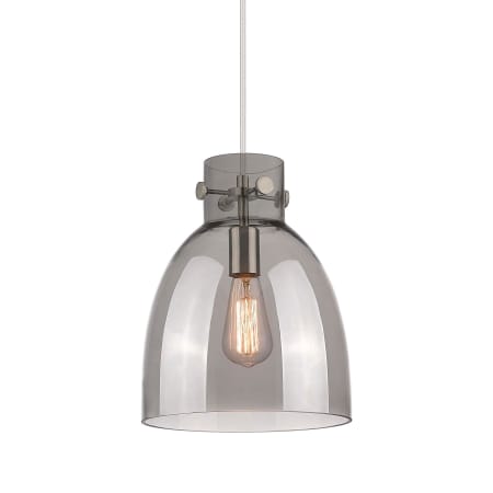 A large image of the Innovations Lighting 410-1PM-13-10 Newton Bell Pendant Satin Nickel / Plated Smoke