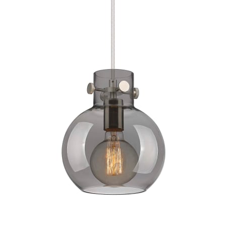 A large image of the Innovations Lighting 410-1PS-10-8 Newton Sphere Pendant Satin Nickel / Plated Smoke