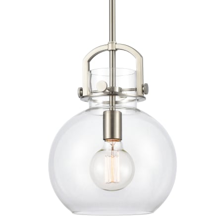 A large image of the Innovations Lighting 410-1S-10 Newton Brushed Satin Nickel / Clear