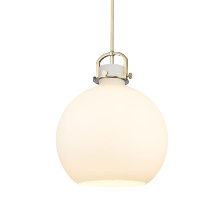 A large image of the Innovations Lighting 410-1SL-21-16 Newton Sphere Pendant Brushed Brass / Matte White