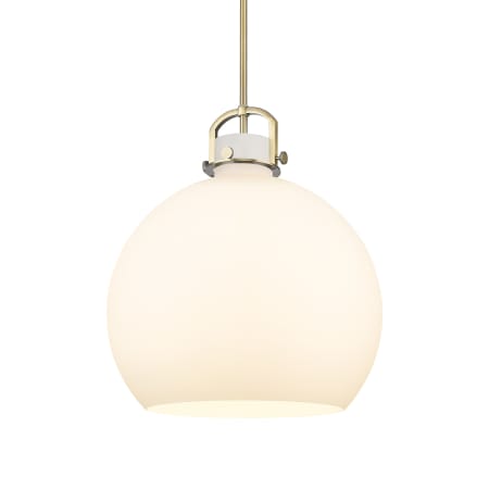 A large image of the Innovations Lighting 410-1SL-23-18 Newton Sphere Pendant Brushed Brass / Matte White