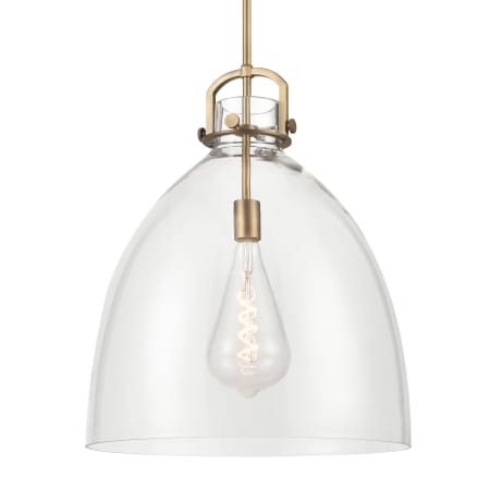 A large image of the Innovations Lighting 410-1SL-24-18 Newton Bell Pendant Brushed Brass / Clear
