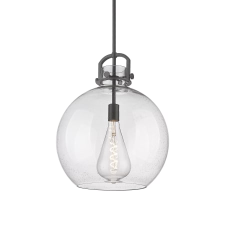 A large image of the Innovations Lighting 410-1SL-21-16 Newton Sphere Pendant Matte Black / Seedy