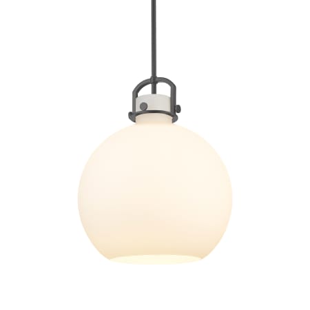 A large image of the Innovations Lighting 410-1SL-21-16 Newton Sphere Pendant Matte Black / Matte White