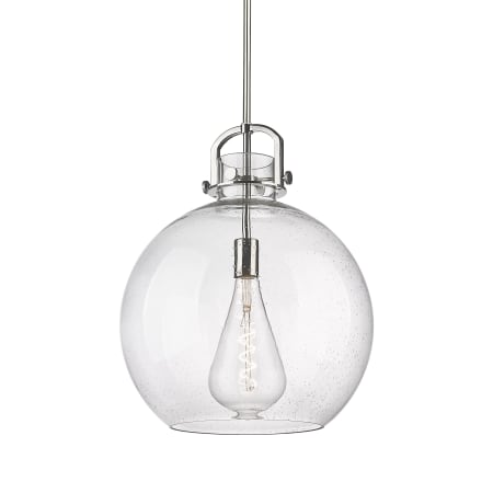 A large image of the Innovations Lighting 410-1SL-21-16 Newton Sphere Pendant Polished Nickel / Seedy