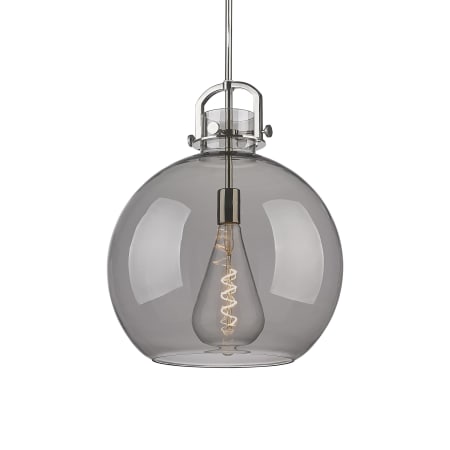 A large image of the Innovations Lighting 410-1SL-21-16 Newton Sphere Pendant Polished Nickel / Plated Smoke