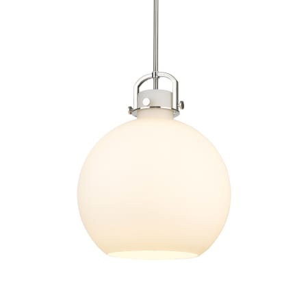 A large image of the Innovations Lighting 410-1SL-21-16 Newton Sphere Pendant Polished Nickel / Matte White