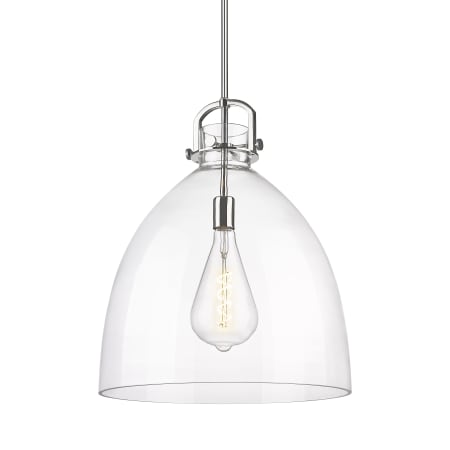 A large image of the Innovations Lighting 410-1SL-24-18 Newton Bell Pendant Polished Nickel / Clear