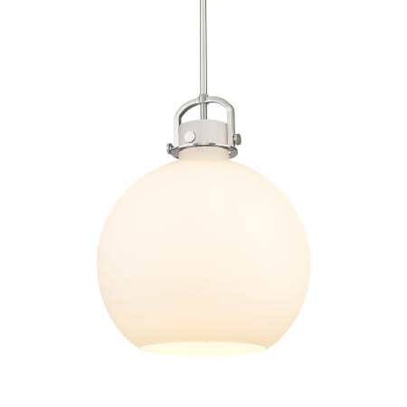 A large image of the Innovations Lighting 410-1SL-21-16 Newton Sphere Pendant Satin Nickel / Matte White