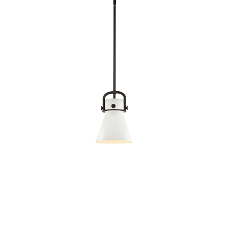 A large image of the Innovations Lighting 410-1SS-12-8 Newton Cone Pendant Matte Black / White