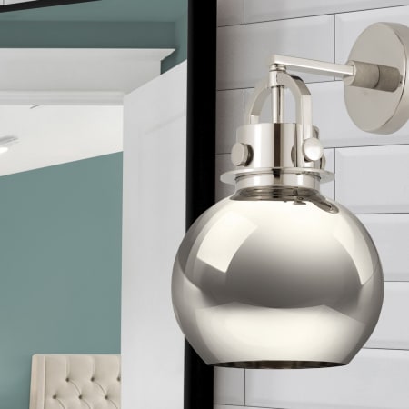 A large image of the Innovations Lighting 410-1W-5-8 Newton Sphere Sconce Alternate Image