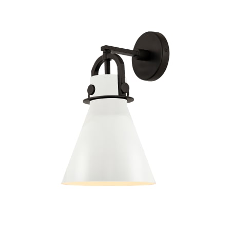 A large image of the Innovations Lighting 410-1W-15-8 Newton Cone Sconce Matte Black / White