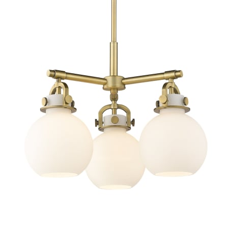 A large image of the Innovations Lighting 410-3CR-16-20 Newton Sphere Pendant Brushed Brass / Matte White