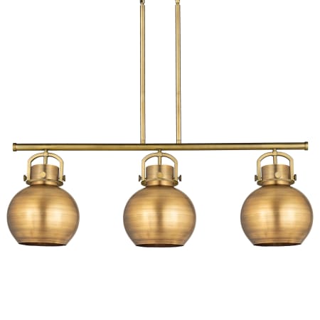 A large image of the Innovations Lighting 410-3I-15-42 Newton Sphere Linear Brushed Brass / Brushed Brass