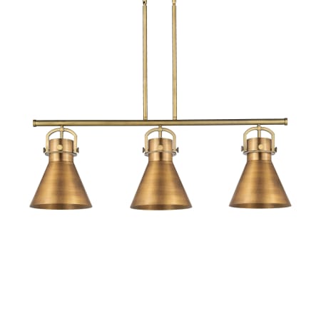 A large image of the Innovations Lighting 410-3I-13-42 Newton Cone Pendant Brushed Brass