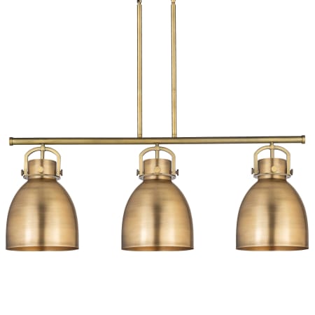 A large image of the Innovations Lighting 410-3I-17-42 Newton Bell Linear Brushed Brass / Brushed Brass