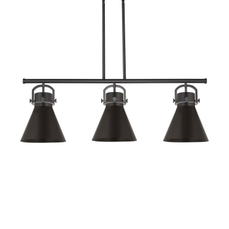 A large image of the Innovations Lighting 410-3I-13-42 Newton Cone Pendant Matte Black