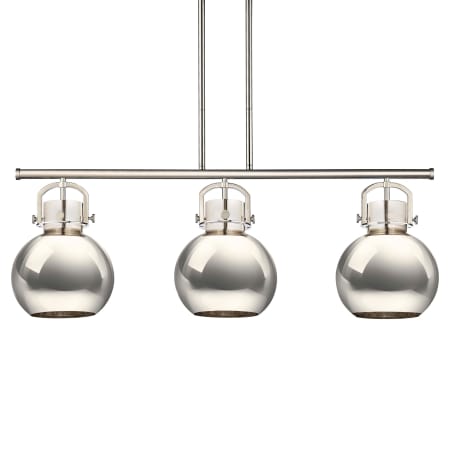 A large image of the Innovations Lighting 410-3I-15-42 Newton Sphere Linear Polished Nickel / Polished Nickel