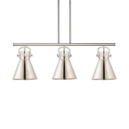 A large image of the Innovations Lighting 410-3I-13-42 Newton Cone Pendant Polished Nickel