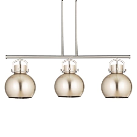 A large image of the Innovations Lighting 410-3I-15-42 Newton Sphere Linear Satin Nickel / Satin Nickel
