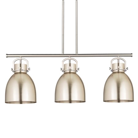 A large image of the Innovations Lighting 410-3I-17-42 Newton Bell Linear Satin Nickel / Satin Nickel