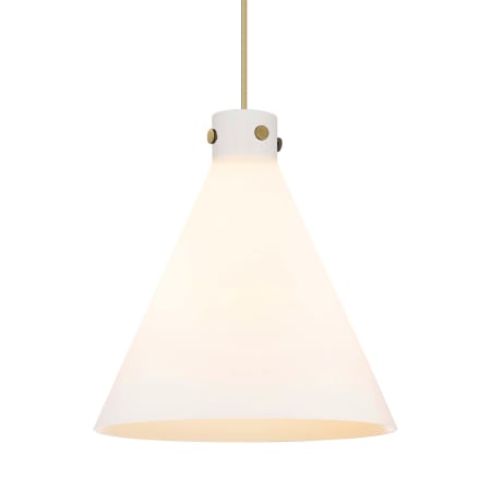 A large image of the Innovations Lighting 410-3PL-21-18 Newton Cone Pendant Brushed Brass / Matte White