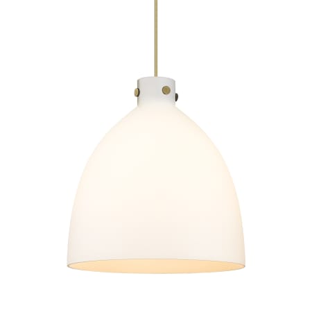 A large image of the Innovations Lighting 410-3PL-20-18 Newton Bell Pendant Brushed Brass / Matte White