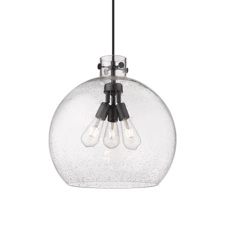 A large image of the Innovations Lighting 410-3PL-18-18 Newton Sphere Pendant Matte Black / Seedy