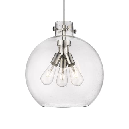 A large image of the Innovations Lighting 410-3PL-18-18 Newton Sphere Pendant Polished Nickel / Seedy