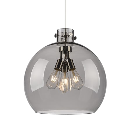 A large image of the Innovations Lighting 410-3PL-18-18 Newton Sphere Pendant Polished Nickel / Plated Smoke