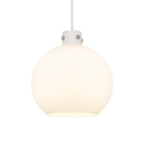 A large image of the Innovations Lighting 410-3PL-17-16 Newton Sphere Pendant Satin Nickel / Matte White