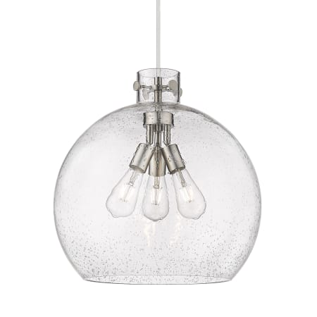 A large image of the Innovations Lighting 410-3PL-18-18 Newton Sphere Pendant Satin Nickel / Seedy