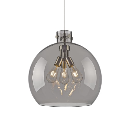 A large image of the Innovations Lighting 410-3PL-18-18 Newton Sphere Pendant Satin Nickel / Plated Smoke