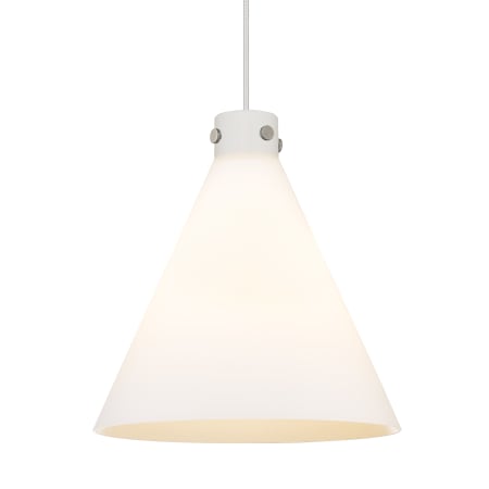 A large image of the Innovations Lighting 410-3PL-20-18 Newton Cone Pendant Satin Nickel / Matte White