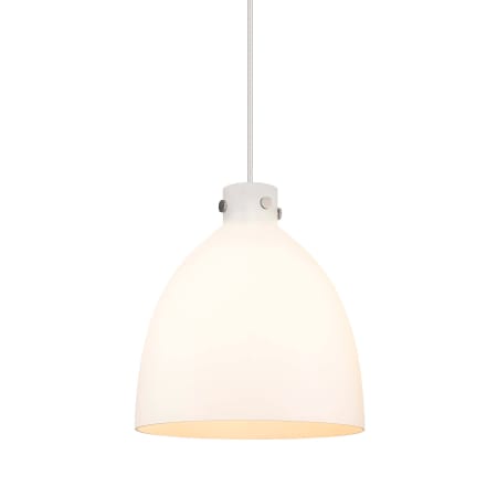 A large image of the Innovations Lighting 410-3PL-20-18 Newton Bell Pendant Satin Nickel / Matte White
