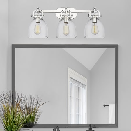 A large image of the Innovations Lighting 410-3W-12-27 Newton Bell Vanity Alternate Image