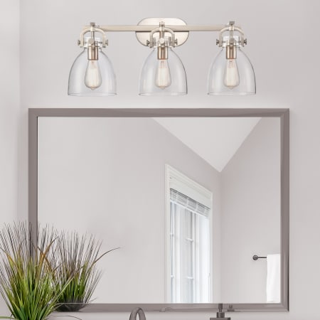 A large image of the Innovations Lighting 410-3W-12-27 Newton Bell Vanity Alternate Image