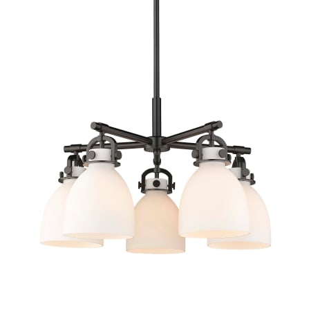 A large image of the Innovations Lighting 410-5CR-16-26 Newton Bell Chandelier Matte Black / Matte White