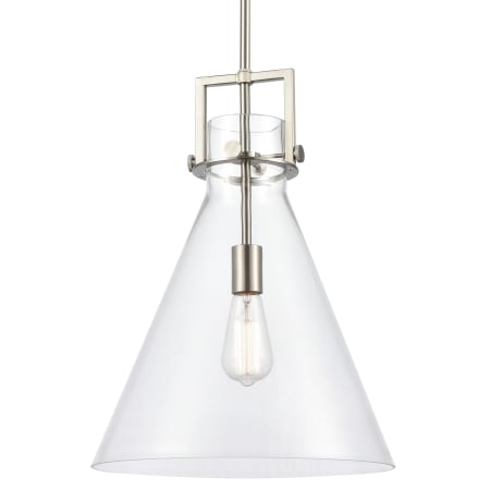 A large image of the Innovations Lighting 411-1S-14 Newton Brushed Satin Nickel / Clear