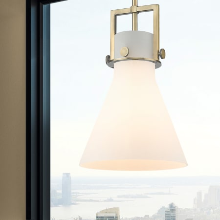 A large image of the Innovations Lighting 411-1SM-14-10 Newton Cone Pendant Alternate Image