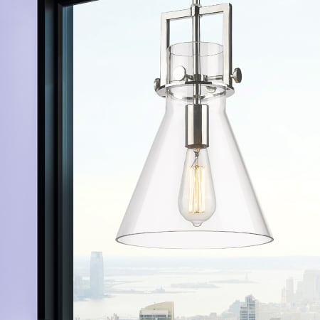 A large image of the Innovations Lighting 411-1SM-14-10 Newton Cone Pendant Alternate Image