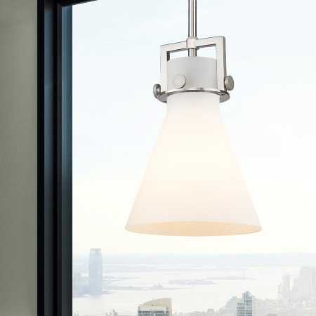 A large image of the Innovations Lighting 411-1SS-11-8 Newton Cone Pendant Alternate Image