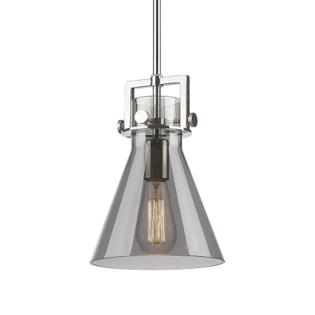 A large image of the Innovations Lighting 411-1SS-11-8 Newton Cone Pendant Polished Nickel / Plated Smoke