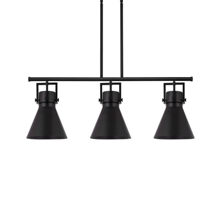 A large image of the Innovations Lighting 411-3I-13-42 Newton Cone Pendant Matte Black