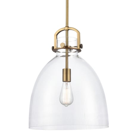 A large image of the Innovations Lighting 412-1S-14 Newton Brushed Brass / Clear