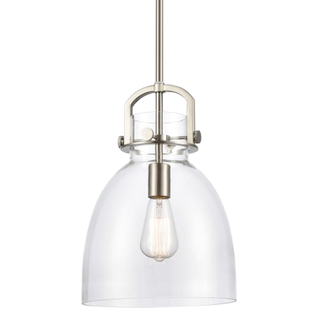 A large image of the Innovations Lighting 412-1S-10 Newton Brushed Satin Nickel / Clear