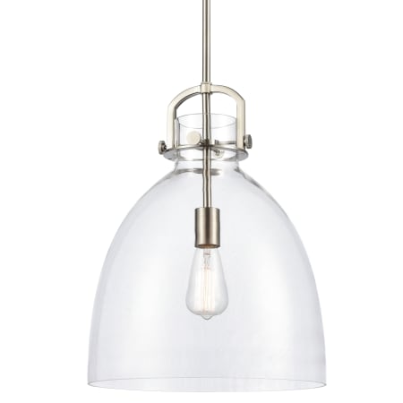 A large image of the Innovations Lighting 412-1S-14 Newton Brushed Satin Nickel / Clear