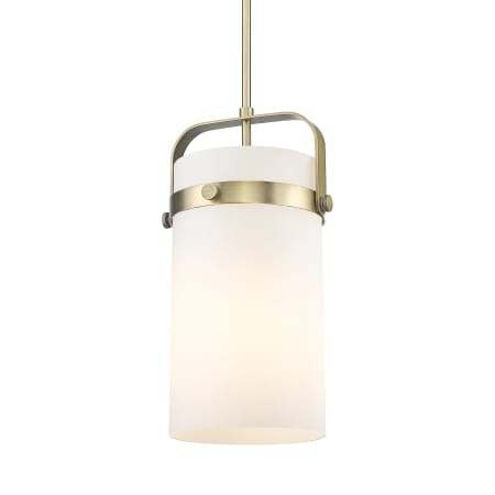 A large image of the Innovations Lighting 413-1SM-17-9 Pilaster Pendant Brushed Brass / Matte White